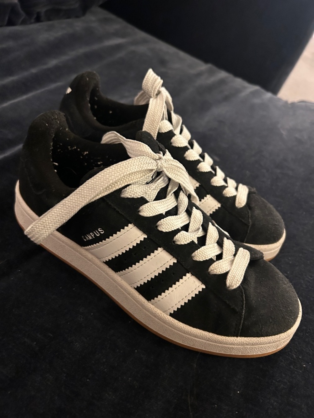 Adidas Campus Black and White Suede Sneakers - Ortholite